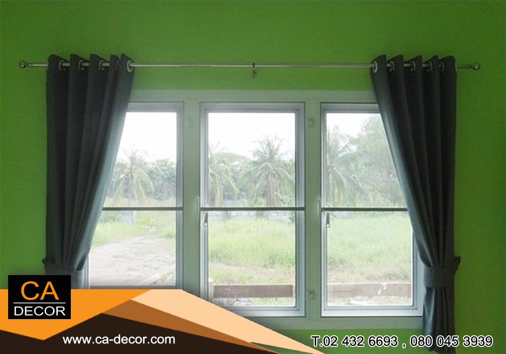 ผ้าม่านตอกตาไก่ สีเทาเข้ม