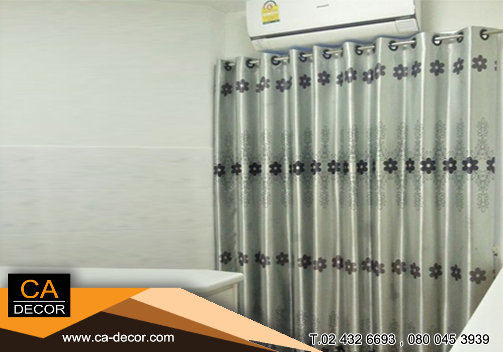 ผ้าม่านตาไก่สีเงิน ลายดอกไม้