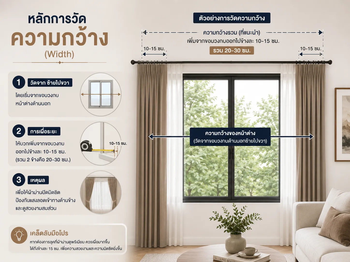 Measuring Curtains Principles of Measuring Width