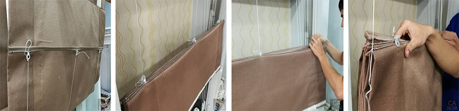 ถอดเชือกที่ห่วงม่านพับ