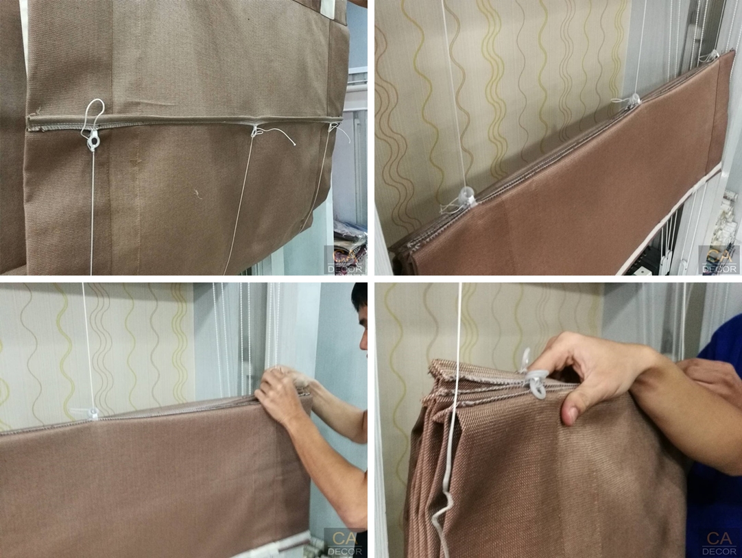 ถอดเชือกห่วงด้านหลังม่านพับ