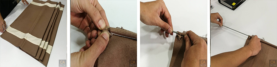 ถอดเหล็กเส้นออกจากม่านพับ