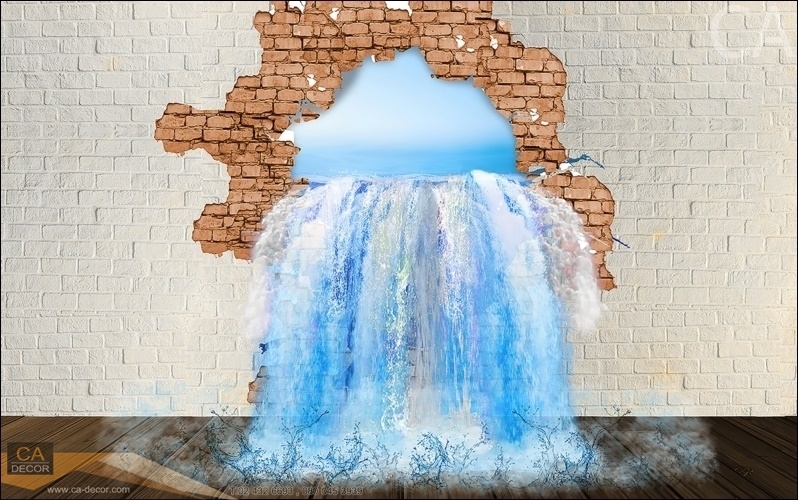 ภาพวาด 3D น้ำทะลุกำแพง​​​