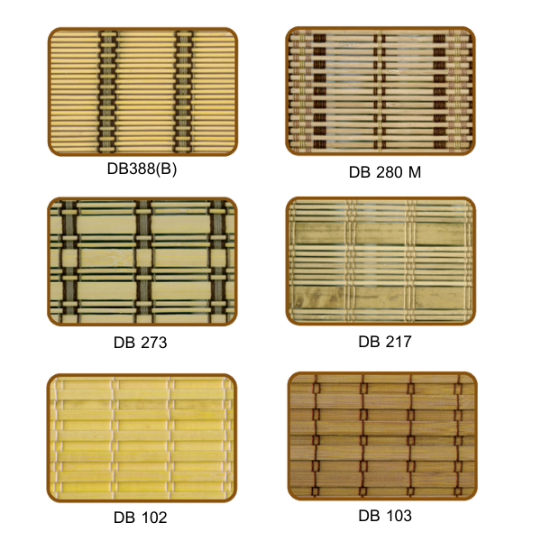 ตัวอย่างลวดลายม่านไม้ไผ่ งานสานจากไม้ไผ่แท้ หลากหลายลายและโทนสีธรรมชาติ