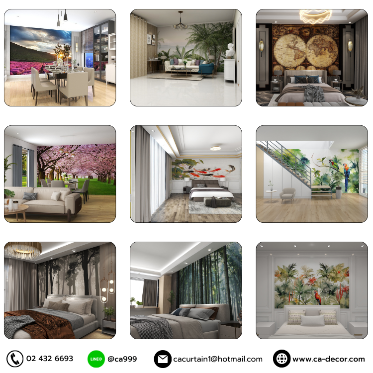 วอลเปเปอร์สั่งพิมพ์ลายธรรมชาติ ลายวิวเมือง และภาพกราฟิกตกแต่งผนังห้องรับแขกและห้องนอน