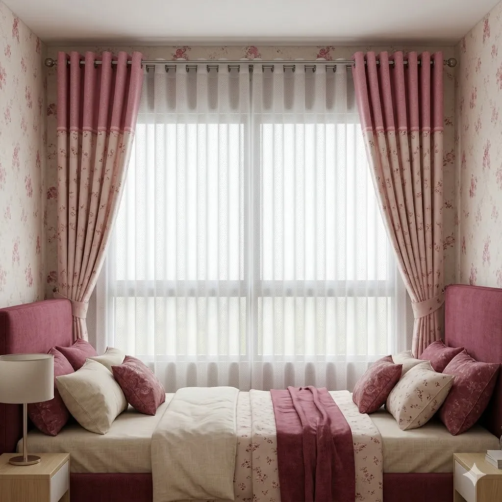 ม่านตาไก่สีชมพูลายตอกไม้