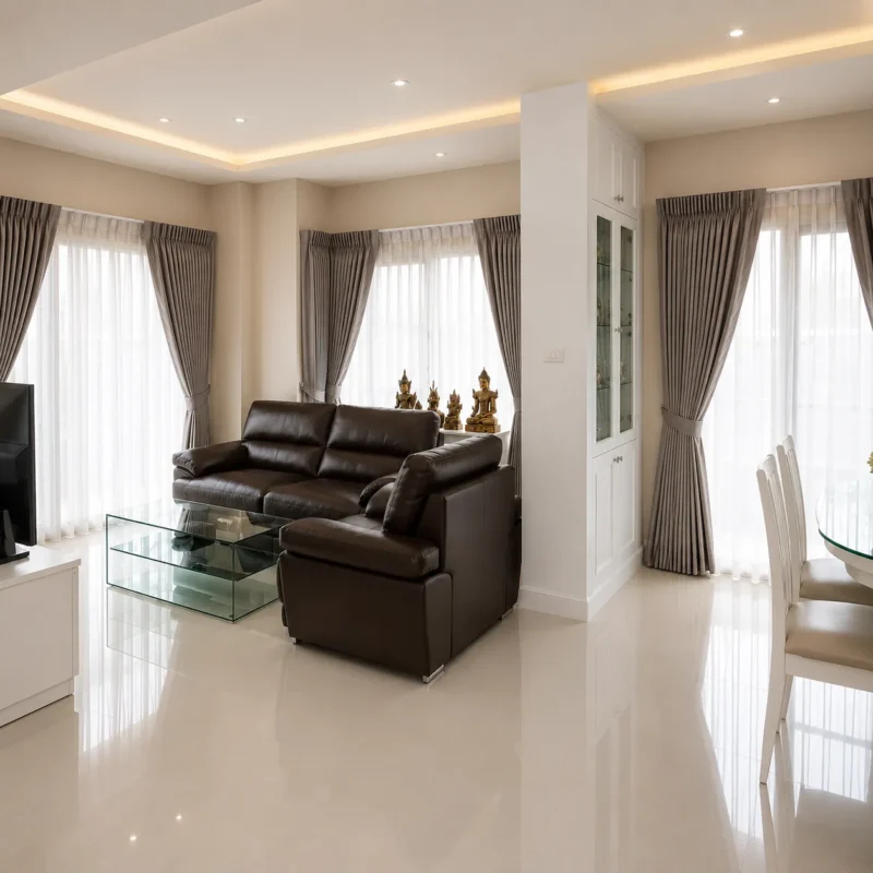 ผ้าม่านจีบรางตัว M ติดผนัง รูดเปิดปิดลื่นไหลสวยงาม CA.DECOR